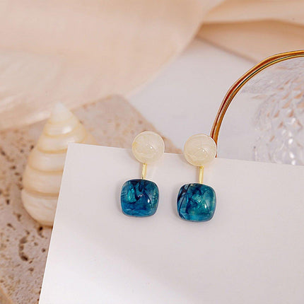 Small Fresh Blue Oil Earrings Retro Fashion Temperament Silver Needle Jewellery
