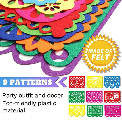 Carnival Party Decor Square Paper Cut Plastic Flower Flag Banner for Celebration