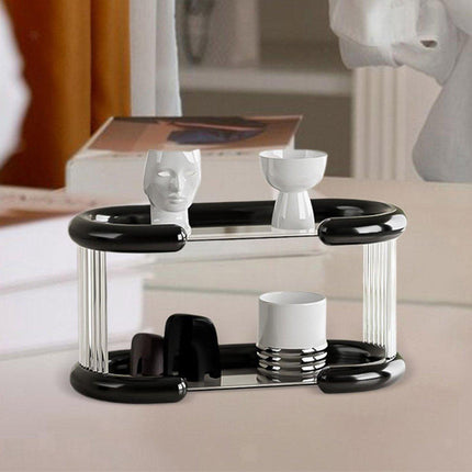 2 Tier Mug and Cup Organiser Double Tier Shelf Rack Storage for Kitchen and Home