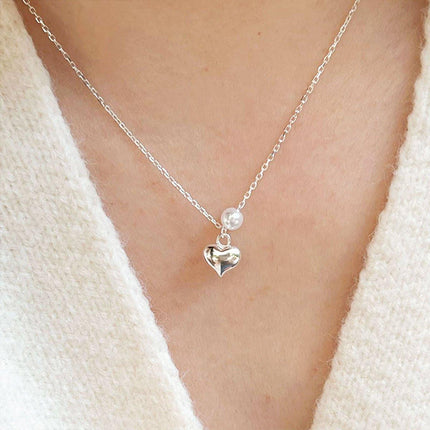 Luxury Zircon Love Pendant Necklace Elegant Copper Chain Jewelry Gift