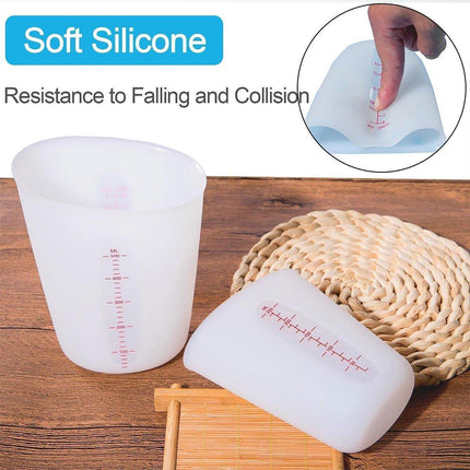 3PCS Silicone Measuring Cups 125ml 250ml 500ml Double Scale Baking Milk Cup Set