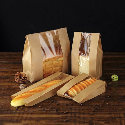 Takeaway Storage Baking Bread Bag Toast Food Packaging Bag Kraft Paper Bag Cowhide - Aimall