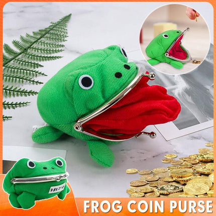 Charming Plush Frog Coin Purse Money Pouch Toy Wallet Unique Cash Bag - Aimall