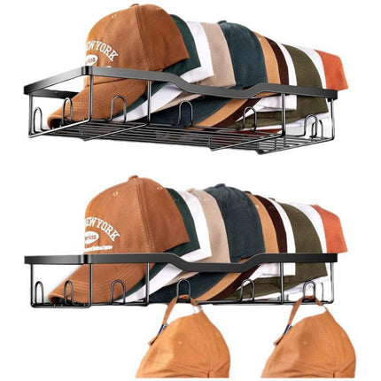 2pcs Metal Hat Organiser Wall Mounted Hat Rack Display Storage Hanger Shelf