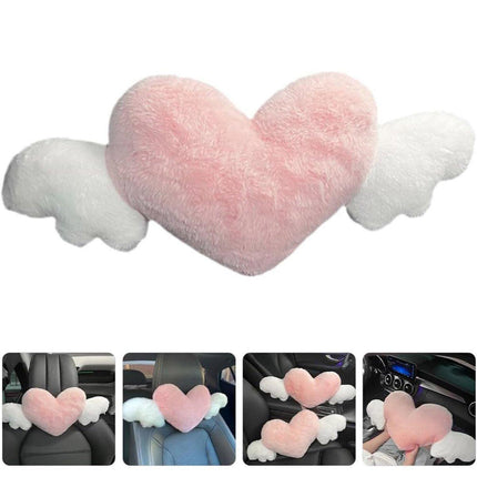 Car Headrest Neck Pillow Love Wings Support Cushion for Comfortable Driving