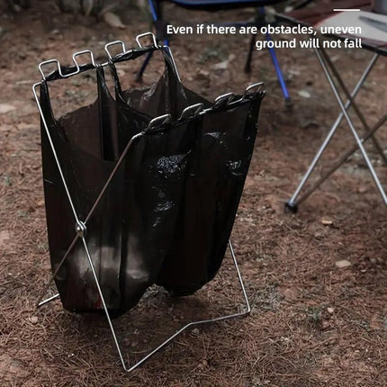Outdoor Portable Folding Trash Bag Holder Rack for Home Kitchen and Camping Use