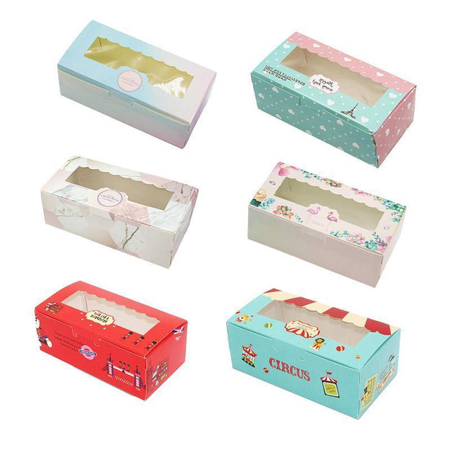 50PCS Set of 2 Premium Cake Packaging Boxes Clear Window Food Grade Cardboard