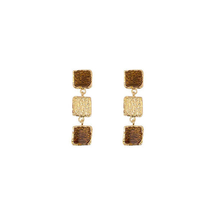 Vintage Brown Gold Dangle Earrings Women Girls Retro Bohemian Fashion