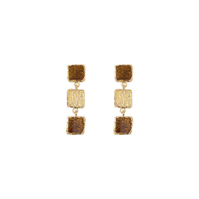 Vintage Brown Gold Dangle Earrings Women Girls Retro Bohemian Fashion