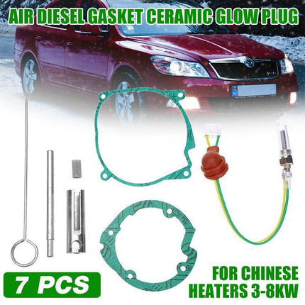 7PCS Car Air-Diesel-Gasket+Ceramic Glow Plug Kit For Chinese Diesel Heater 2KW - Aimall