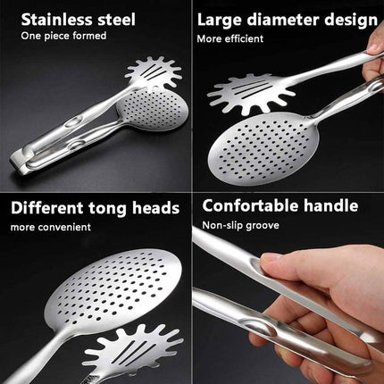 3pcs Stainless Steel Food Tongs Multifunctional Kitchen Cooking Serving Clips