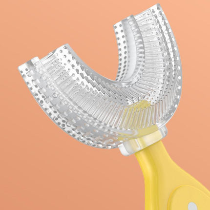 Children U Shaped Toothbrush Soft Silicone Brush Head 360° Oral Teeth Cleaning S Size - Aimall