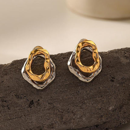 Two Tone Earrings For Women Fashion Studs Colourful Jewelry Accessories Gift