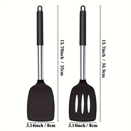 2pcs Silicone Cooking Utensils Stir Fry Spatula Kitchen Tools Non Stick Cookware