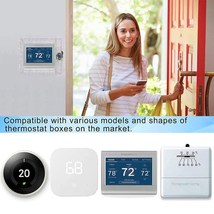 Transparent Thermostat Lock Box with Key Wall Mount Protective Security Cover