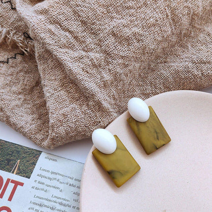 Green Square Vintage Earrings Retro Style Jewellery Women Girls Fashion Gift