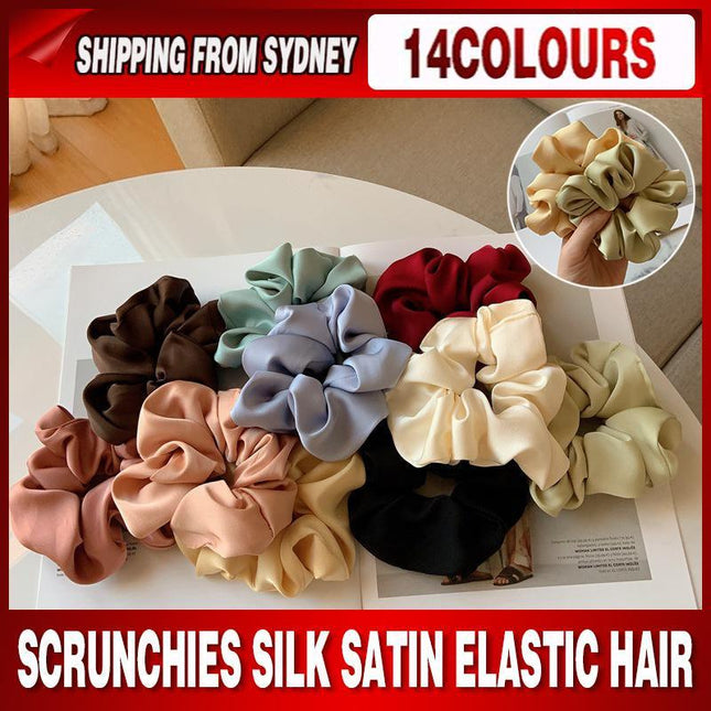 Large Scrunchies Silk Satin Elastic Hair Hair Bands Rope Tie Ponytail Accessory - Aimall