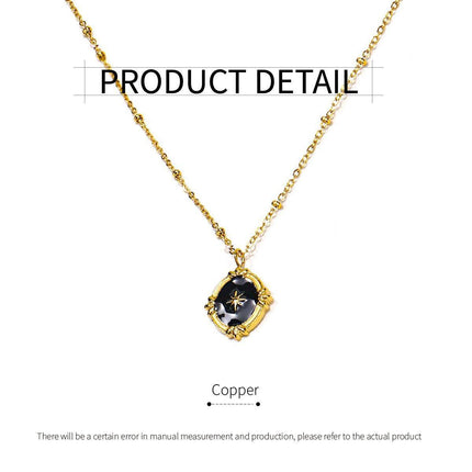 Black Polaris Oval Pendant Necklace Simple Court Style Fashion Jewelry Women