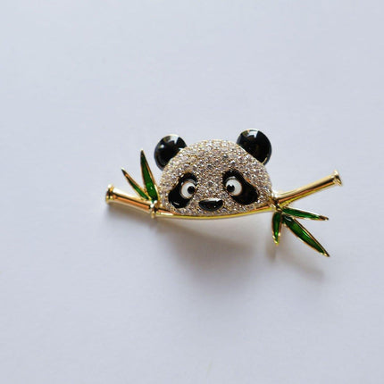 High-End Cute Panda Brooch Bamboo Animal Pin Chinese Style Corsage for Men Women