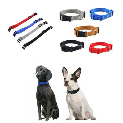 M Size Dog Puppy Pet Collar Adjustable Nylon Toy Medium pink blue red black - Aimall