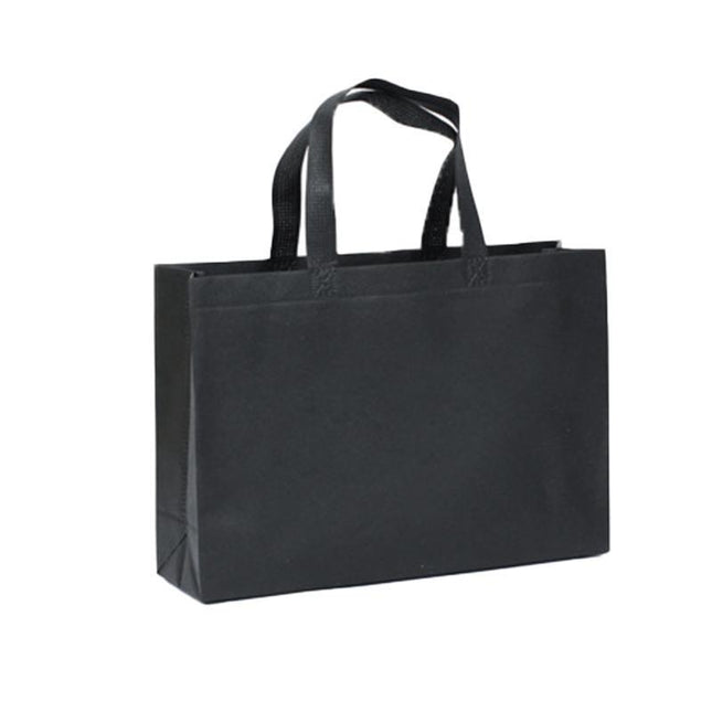 100X Reusable Shopping Bags Tote Bag Washable Eco Friendly Non Woven Folding Bag Black - Aimall