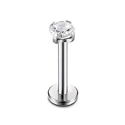 Stainless Steel Four Claw Zirconia Lip Stud Earrings Hypoallergenic Body Jewelry