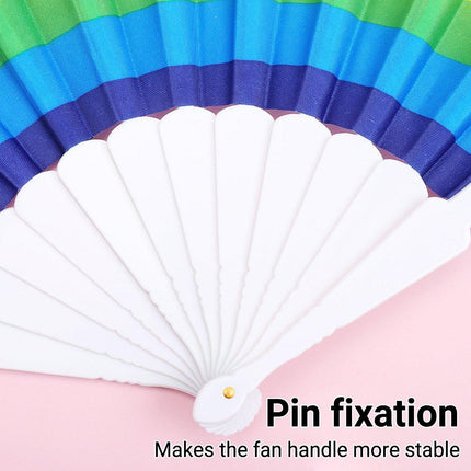6pcs Rainbow Folding Hand Fans in Six Colors Party Decor Travel Pocket Fans