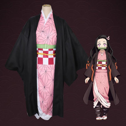 Anime Demon Slayer Kimetsu no Yaiba Kamado Nezuko Cosplay Costume Kimono Wig AU - Aimall