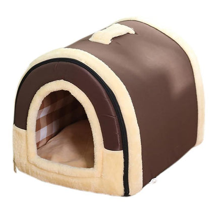 L Size Pet House Kennel Soft Igloo Beds Cave Cat Puppy Bed Warm Cushion Fold - Aimall