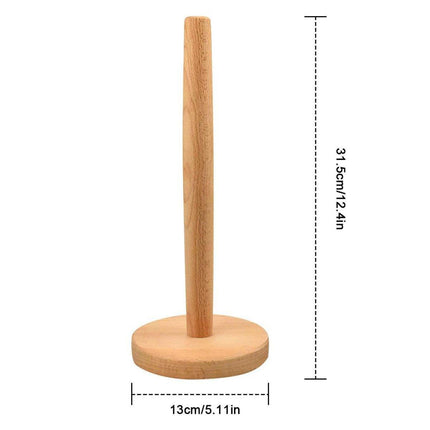 Beech Wood Vertical Paper Roll Holder Creative Kitchen Tissue Rack Storage Stand