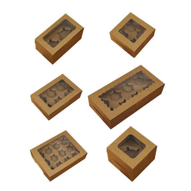 25Pcs Paper Cupcake Box with Window for Party Wedding Bakery Gift Packaging
