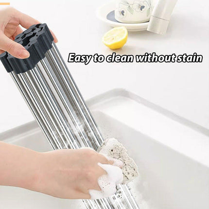 Multifunctional Stainless Steel Draining Rack Folding Sink Organizer for Kitchen
