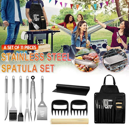 Stainless Steel BBQ Tool Set, Barbecue Grill Tool Set Storage Apron Picnic Gift - Aimall