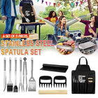 Stainless Steel BBQ Tool Set, Barbecue Grill Tool Set Storage Apron Picnic Gift - Aimall