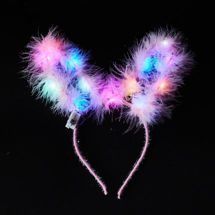 LED Bunny Ears/Angel/Pearl Headband Light Up Headpiece Cute Hair Accessory - Aimall