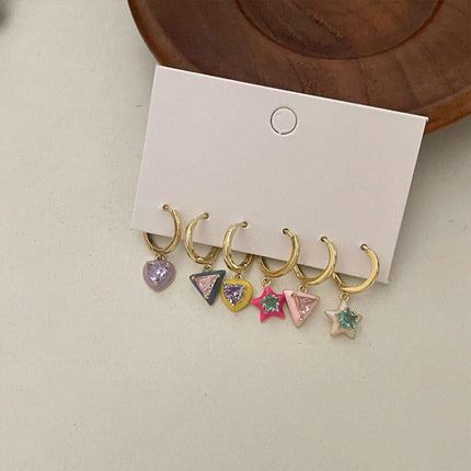 Colourful Geometric Earrings Glazed Zircon Fashion Dangle Sweet Jewelry