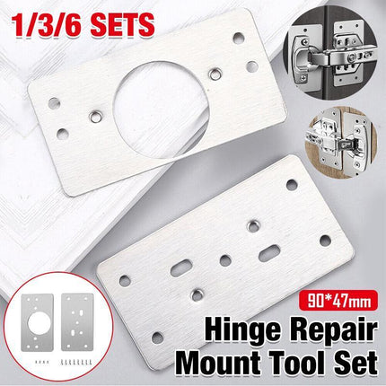 1/3/6 SETS Hinge Repair Plate Rust-Resistant Steel Furniture Cupboard Mount Tool - Aimall