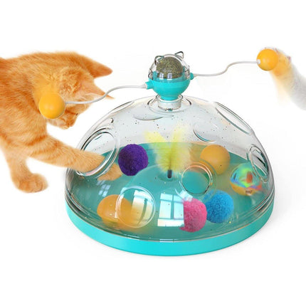 Interactive Windmill Cat Teaser Toy Treasure Box with Stick Fun Play for Pets