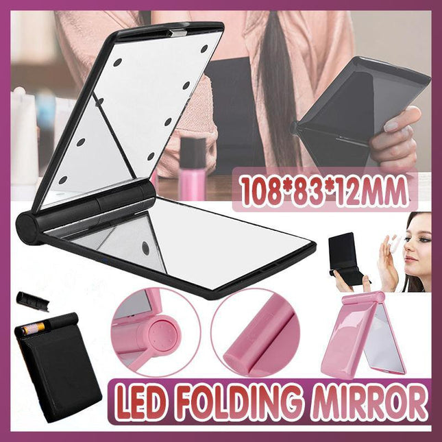 Brand New Compact Makeup Mirror Folding Portable Cosmetic Pocket LED lights AU - Aimall
