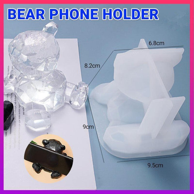 Bear Phone Holder Silicone Epoxy Resin Casting Mold Diy Furnish Ornament Mould A - Aimall