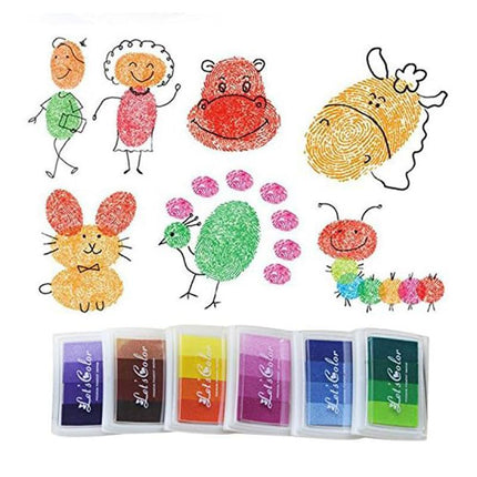 4Colours Fingerprint Stamp Set with Plastic Case Washable Color DIY Ink Pad - Aimall