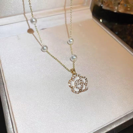 Pearl Flower Bracelet Women Bracelets Charm Hand Chain Titanium Steel Chain - Aimall