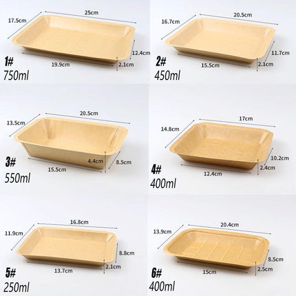 100pcs Eco-friendlyKraft Paper  Trays for Fries Snacks Greaseproof Hot Dog Trays