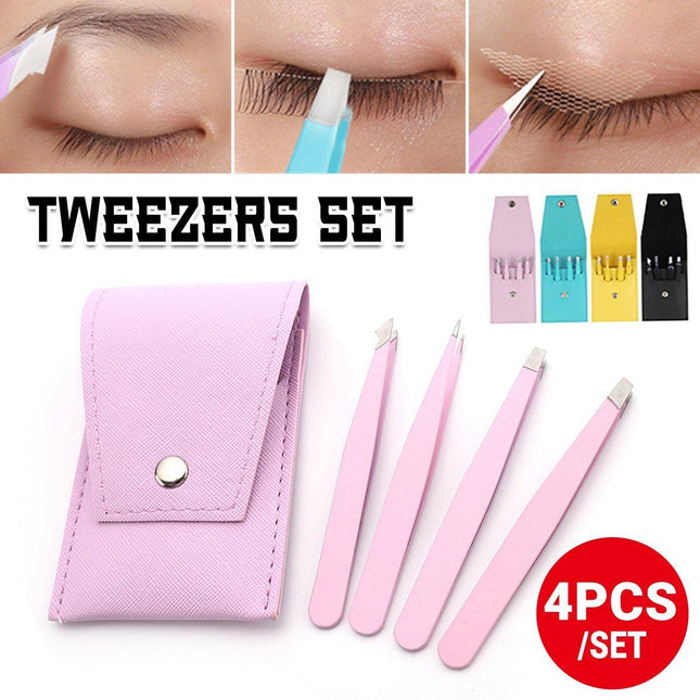 Eyelash Curler Oblique Tip Tweezers Flat Eyebrow Clip Makeup Tool Trimming