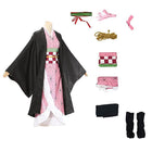 Anime Demon Slayer Kimetsu no Yaiba Kamado Nezuko Cosplay Costume Kimono Wig AU - Aimall