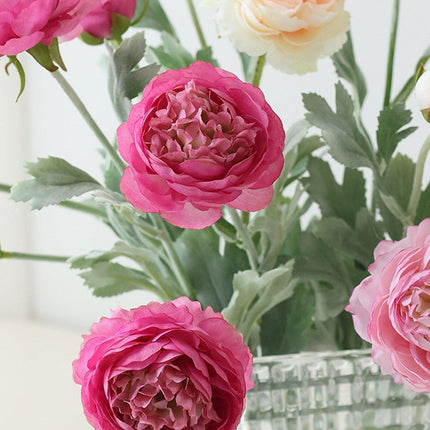 5pcs Artificial Peony Silk Flowers Bouquet Decor Faux Floral Arrangements