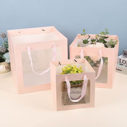 20PCS Open Window for Flower Doll Wedding Gift Transparent Square Packaging Bag