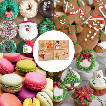 12/20pcs Christmas Biscuit Window Boxes Festive Bread Gift Packaging Storage