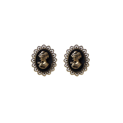 Vintage Black Stud Earrings Women Retro Style Dripping Oil Fashion Jewelry