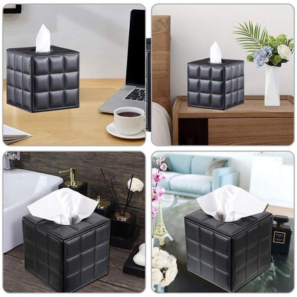 Luxury Leather Square Tissue Box Living Room Hotel Roll Paper Tube Holder